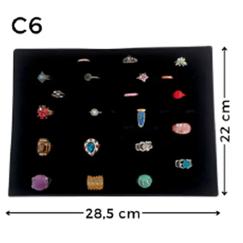 Expositor De Veludo Para Anel C6 Bandeja Sem Suporte (56 Anéis) Cód.1388