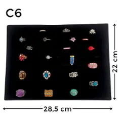 Expositor De Veludo Para Anel C6 Bandeja Sem Suporte (56 Anéis) Cód.1388