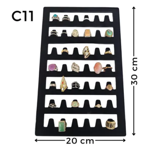 Expositor De Veludo Para Anel C11 Placa Para 42 Anéis Cód.1393