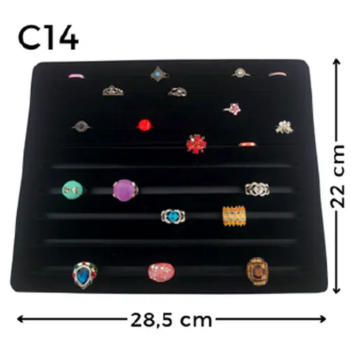 Expositor De Veludo Para Anel C14 Bandeja Anel 22x28,5 Fenda (90 Anéis) Cód.1396